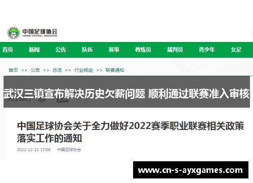 武汉三镇宣布解决历史欠薪问题 顺利通过联赛准入审核